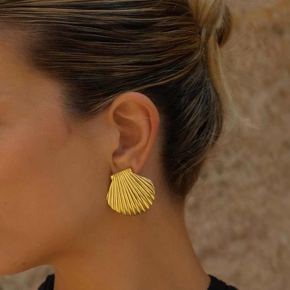 24K Gold Shell Earrings*Ocean Inspired Earrings*Waterproof and Sweatproof